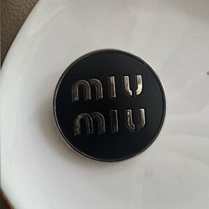 Black and Silver-Tone Round Pin Brooch